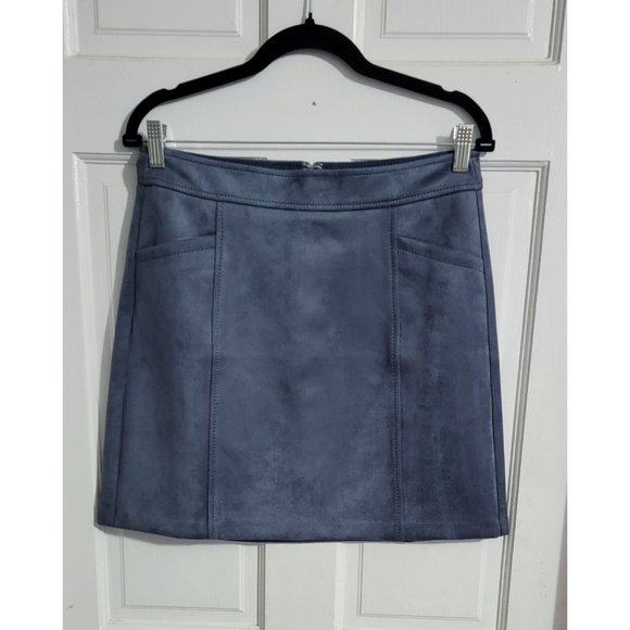LOFT Womens Blue Faux Suede Mini Skirt w/ Front Pockets Back Zip Size 6 NWT - Picture 5 of 13